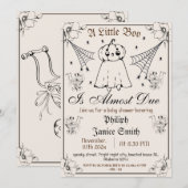 Elegant Spooky, Halloween Baby shower Kaart (Voorkant / Achterkant)