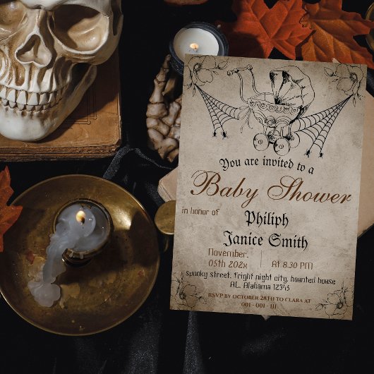  Elegant Spooky, Halloween Baby shower Kaart
