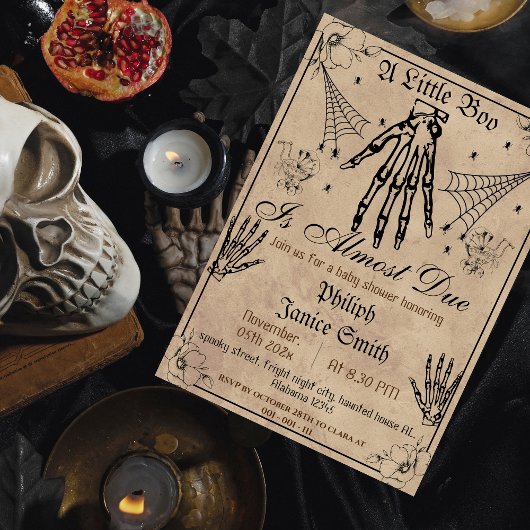  Elegant Spooky, Halloween Baby shower Kaart