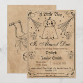 Elegant Spooky, Halloween Baby shower Kaart (Voorkant / Achterkant)