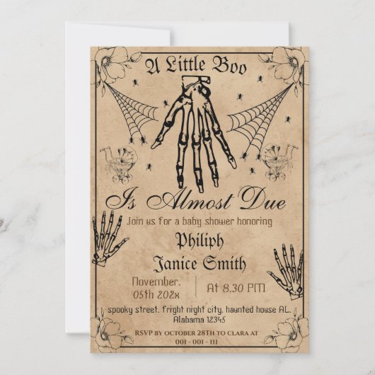  Elegant Spooky, Halloween Baby shower Kaart (Voorkant)