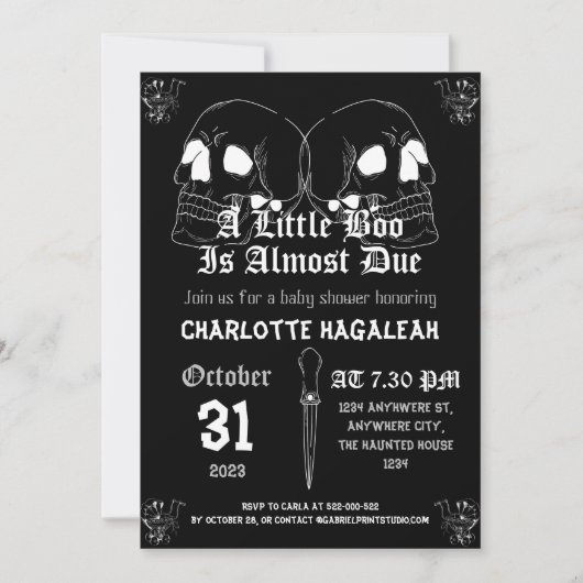  Elegant Spooky, Halloween Baby shower Kaart (Voorkant)