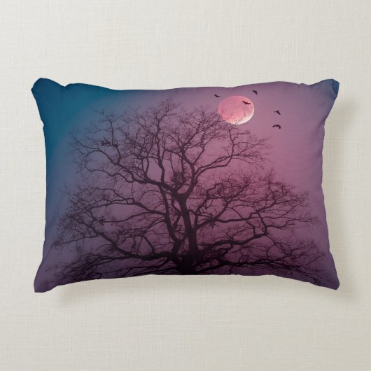 Elegant Spooky Halloween Theme Tree Mon Artwork Accent Kussen (Voorkant)