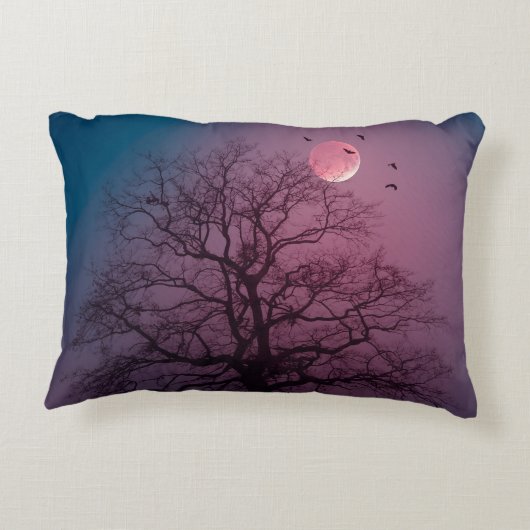 Elegant Spooky Halloween Theme Tree Mon Artwork Accent Kussen (Achterkant)