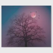 Elegant Spooky Halloween Theme Tree Mon Artwork Cadeaupapier (Vlak)