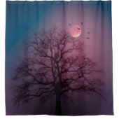 Elegant Spooky Halloween Theme Tree Mon Artwork Douchegordijn (Voorkant)