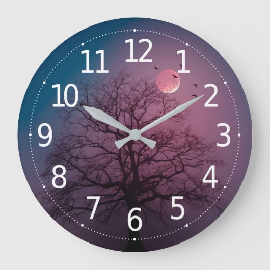 Elegant Spooky Halloween Theme Tree Mon Artwork Grote Klok (Voorkant)