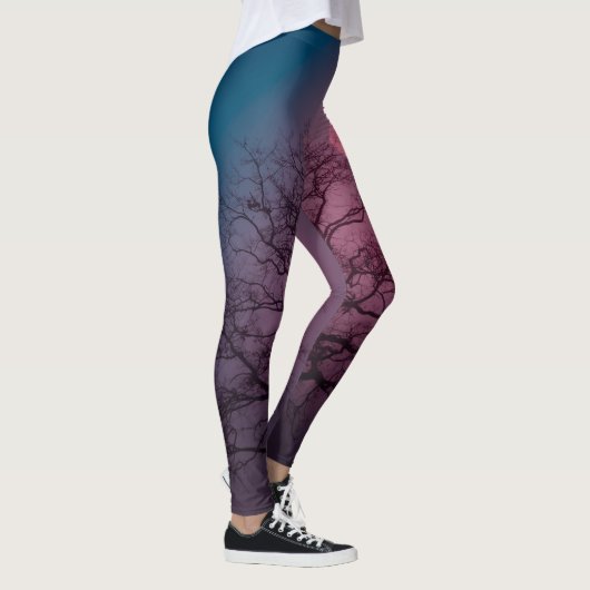 Elegant Spooky Halloween Theme Tree Mon Artwork Leggings (Rechts)