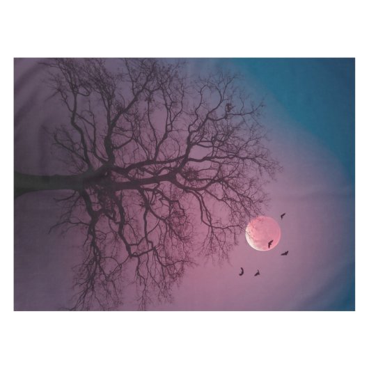 Elegant Spooky Halloween Theme Tree Mon Artwork Tafelkleed (Voorkant (Horizontaal))