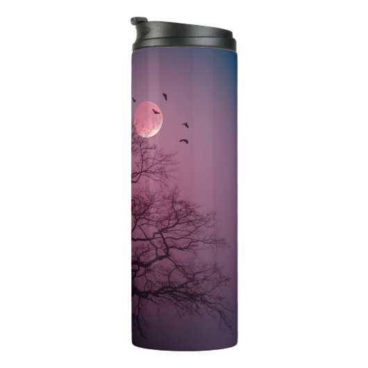 Elegant Spooky Halloween Theme Tree Mon Artwork Thermosbeker (Geroteerd rechts)