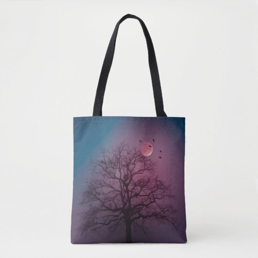 Elegant Spooky Halloween Theme Tree Mon Artwork Tote Bag (Voorkant)