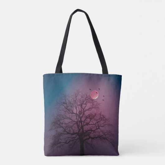 Elegant Spooky Halloween Theme Tree Mon Artwork Tote Bag (Achterkant)