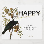 Elegant Spooky Happy Halloween Black Raven Family Likeurfles Etiket (Enkel label)