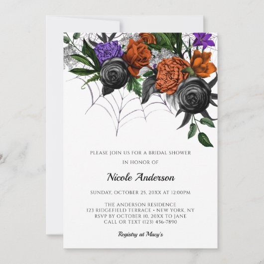 Elegant Spooky Multi Webs Bridal Shower Invitation Kaart (Voorkant)