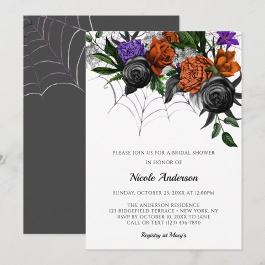 Elegant Spooky Multi Webs Bridal Shower Invitation Kaart (Voorkant / Achterkant)
