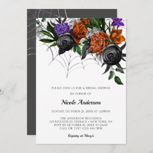 Elegant Spooky Multi Webs Bridal Shower Invitation Kaart