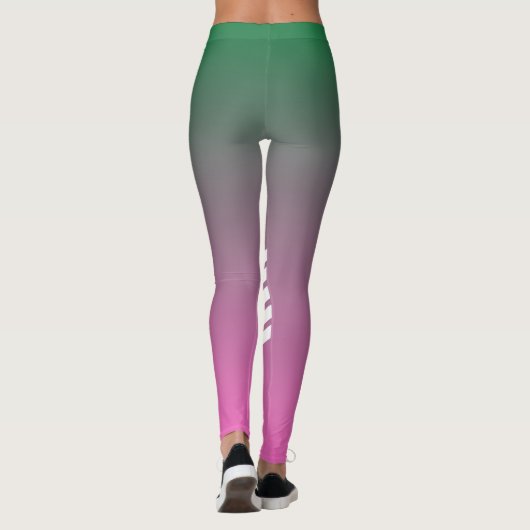 Elegant Sporty monogramme groene roze gradiënt Leggings (Achterkant)