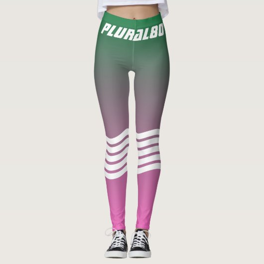 Elegant Sporty monogramme groene roze gradiënt Leggings (Voorkant)