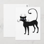 Elegant Spotted Black Cat Briefkaart (Voorkant / Achterkant)