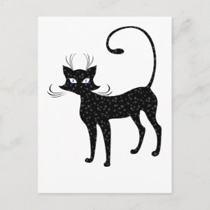 Elegant Spotted Black Cat Briefkaart