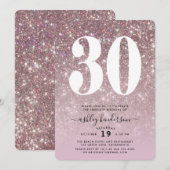 Elegant sprankelend 30e verjaardagsfeest kaart (Voorkant / Achterkant)