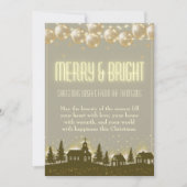 Elegant sprankelend gouden winterdorp feestdagenkaart (Voorkant)