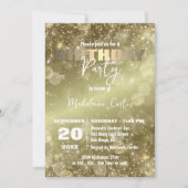 Elegant sprankelend goudtint verjaardagsfeestje kaart (Voorkant)