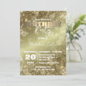 Elegant sprankelend goudtint verjaardagsfeestje kaart (Staand voorkant)