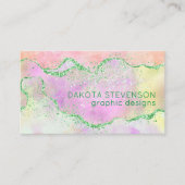 Elegant Spring Agate | Cute Green Pink and Yellow Visitekaartje (Voorkant)