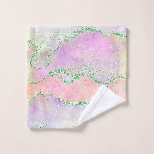 Elegant Spring Agate | Faux Green Glitter voor afs Bad Handdoek (Wasdoekje)