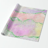 Elegant Spring Agate | Faux Green Glitter voor afs Cadeaupapier (Uitgerold)