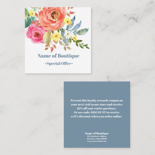 Elegant Spring bloom Boutique Discount Coupon (Voorkant / Achterkant)