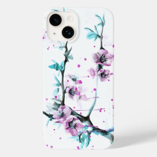 Elegant Spring blossom roze florale Waterverf kuns Case-Mate iPhone Case (Achterkant)
