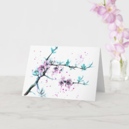 Elegant Spring blossom roze florale Waterverf kuns Kaart