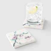 Elegant Spring blossom roze florale Waterverf kuns Stenen Onderzetter (Zijkant)