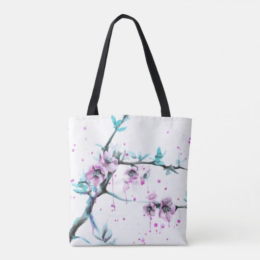 Elegant Spring blossom roze florale Waterverf kuns Tote Bag (Achterkant)
