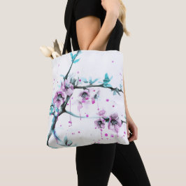Elegant Spring blossom roze florale Waterverf kuns Tote Bag