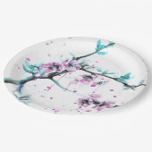 Elegant Spring blossom roze florale Waterverf Papieren Bordje (Gekanteld)