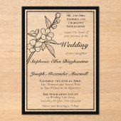 Elegant Spring Blossoms Black White Formal Wedding Acryl Uitnodigingen (Voorkant)