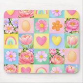 Elegant Spring Blossoms Heart Checkerboard Pattern Muismat (Voorkant)