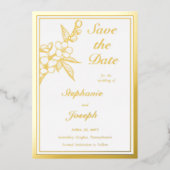 Elegant Spring Blossoms Photo White Save the Date Folie Uitnodiging (Voorkant)