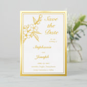Elegant Spring Blossoms Photo White Save the Date Folie Uitnodiging (Staand Voorkant)
