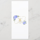 Elegant Spring Blue Floral Gold Heilige Communie Menu (Achterkant)