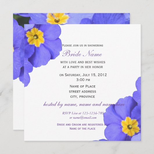 Elegant spring blue tuinbloemen vrijgezellenfeest kaart (Voorkant / Achterkant)