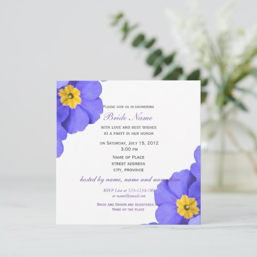 Elegant spring blue tuinbloemen vrijgezellenfeest kaart (Staand voorkant)