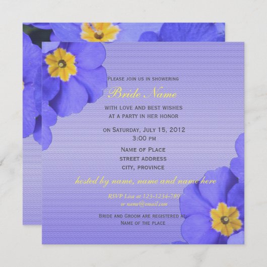 Elegant spring blue tuinbloemen vrijgezellenfeest kaart (Voorkant / Achterkant)