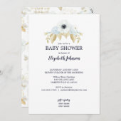 Elegant Spring Blue & White Floral Baby shower Kaart (Voorkant / Achterkant)