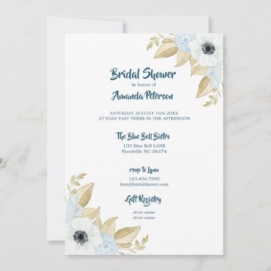 Elegant Spring Blue & White Floral Vrijgezellenfee Kaart (Voorkant)