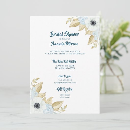Elegant Spring Blue & White Floral Vrijgezellenfee Kaart (Staand voorkant)