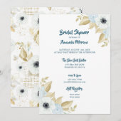 Elegant Spring Blue & White Floral Vrijgezellenfee Kaart (Voorkant / Achterkant)